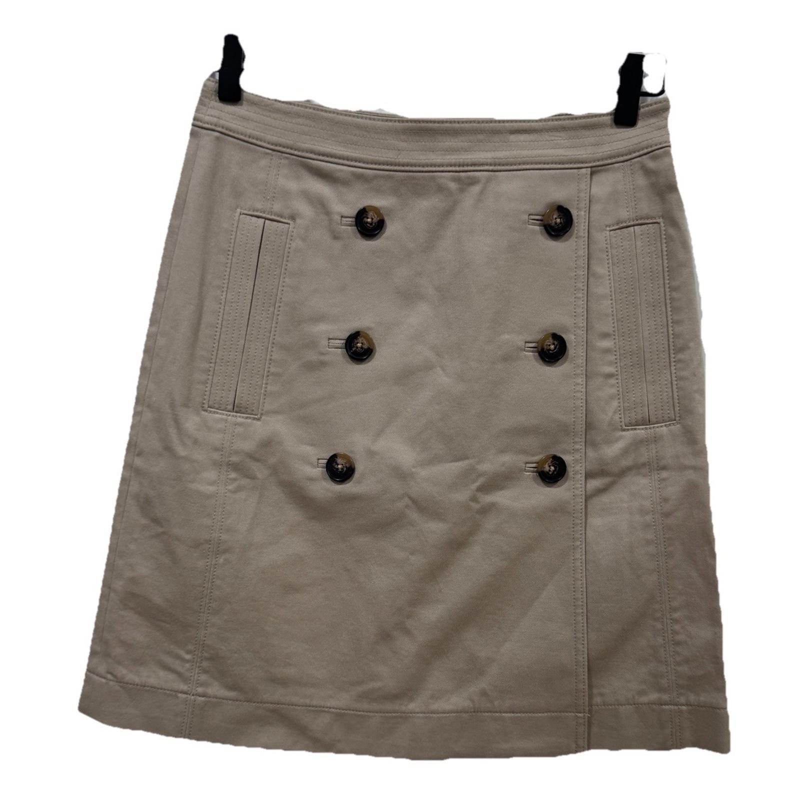 Womenâs Tory Burch Browen Skirt Size 4 Tan Buttons Khaki